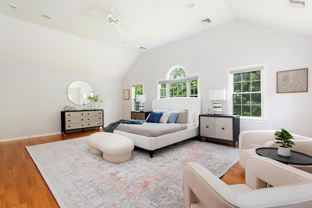 17 Joanne Ln, Weston, CT 06883 - bedroom featuring vaulted ceiling, wood finished floors, and a ceiling fan