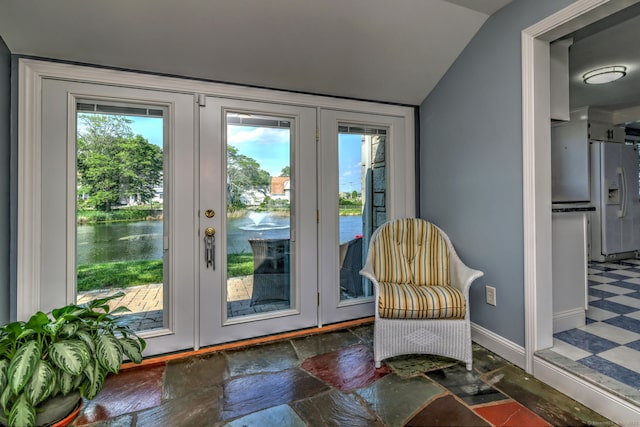 660 Ocean Ave, West Haven, CT 06516 - doorway with lofted ceiling and french doors