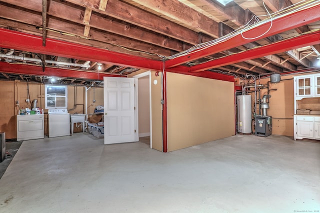 660 Ocean Ave, West Haven, CT 06516 - unfinished below grade area with washing machine and clothes dryer, water heater, and a heating unit