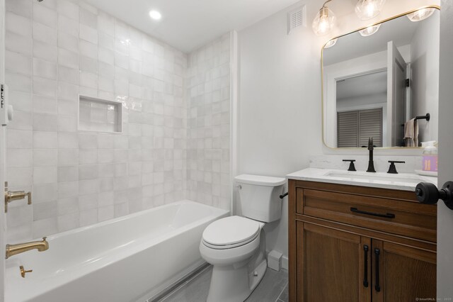 15 Fedus Dr, East Haddam, CT 06415 - full bathroom featuring vanity, toilet, shower / bathtub combination, and baseboards