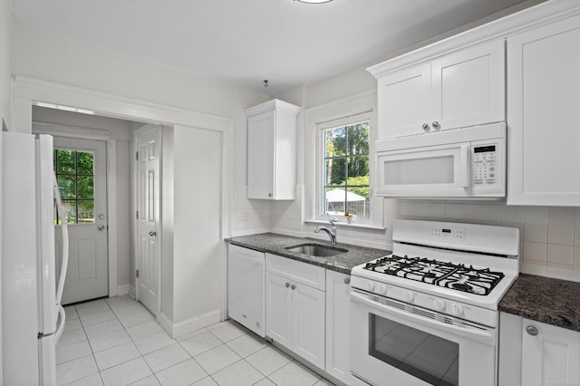 1748 Whitney Ave, Hamden, CT 06517 - kitchen featuring white appliances, a sink, tasteful backsplash, and white cabinets