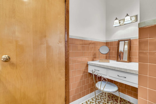 566 Beach Pond Rd, Voluntown, CT 06384 - bathroom with tile walls and tile patterned floors