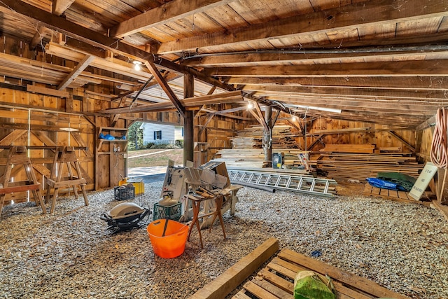 566 Beach Pond Rd, Voluntown, CT 06384 - misc room featuring lofted ceiling and wood walls