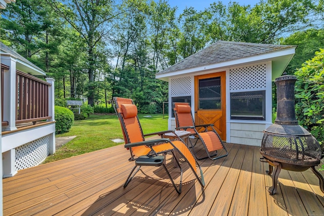 566 Beach Pond Rd, Voluntown, CT 06384 - deck with a yard and view of scattered trees