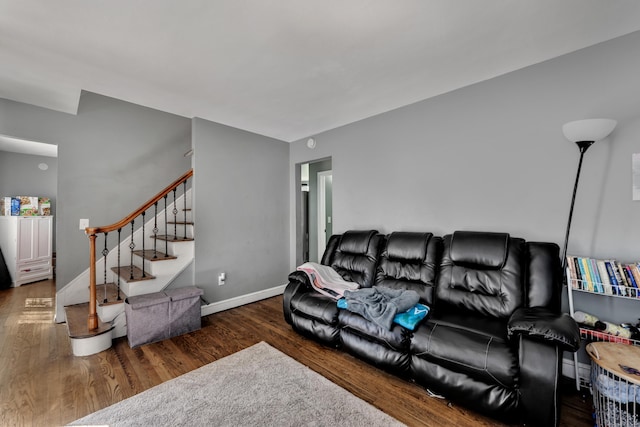 22 Hillside Ave, Torrington, CT 06790 - living room featuring wood finished floors, stairs, and baseboards