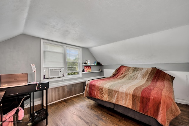 22 Hillside Ave, Torrington, CT 06790 - bedroom with lofted ceiling, wood finished floors, cooling unit, and a textured ceiling