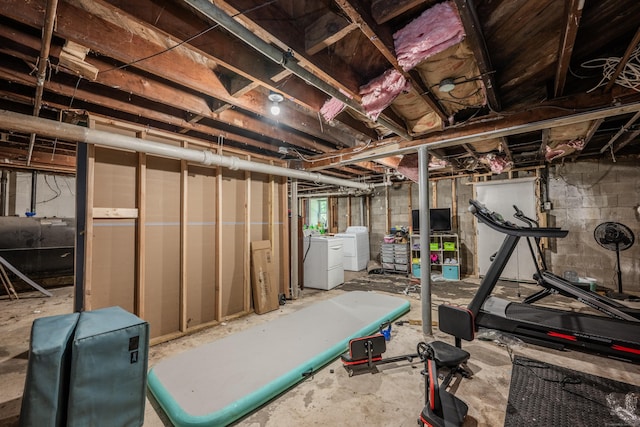 22 Hillside Ave, Torrington, CT 06790 - unfinished below grade area with washer and dryer and oil tank