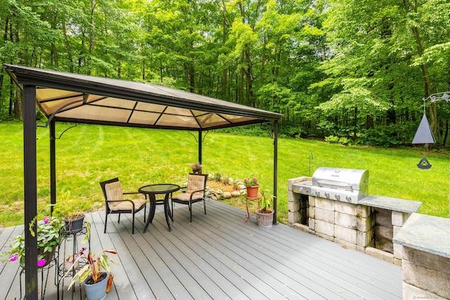 133 Hoop Pole Hill Rd, Woodbury, CT 06798 - wooden terrace with a gazebo, grilling area, and a yard