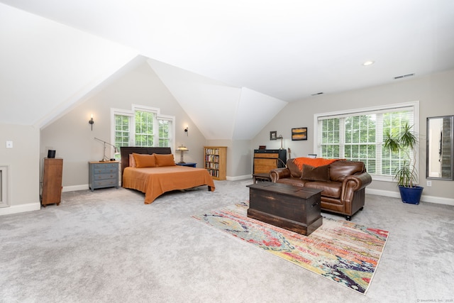 133 Hoop Pole Hill Rd, Woodbury, CT 06798 - bedroom with carpet, baseboards, vaulted ceiling, and recessed lighting