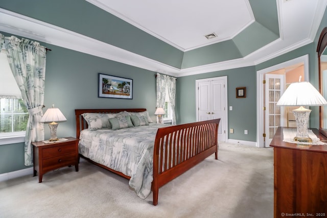 10 Deer Park Rd, Danbury, CT 06811 - bedroom with light colored carpet, multiple windows, baseboards, and ornamental molding