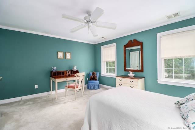 10 Deer Park Rd, Danbury, CT 06811 - carpeted bedroom with baseboards, ornamental molding, and a ceiling fan