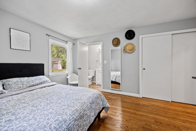 126 Newfield St, Middletown, CT 06457 - bedroom featuring wood finished floors, baseboards, ensuite bathroom, and a closet