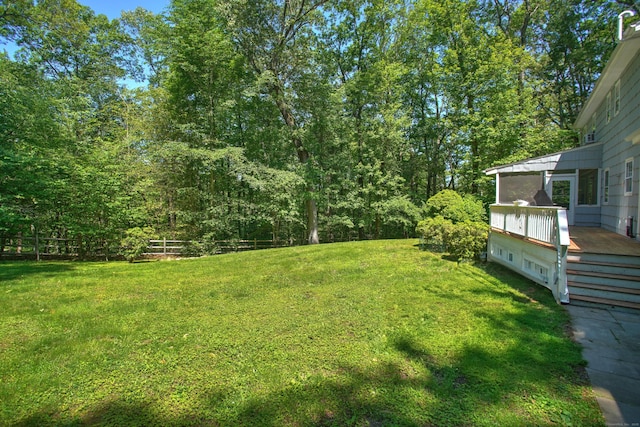 68 Blue Spruce Cir, Weston, CT 06883 - view of yard featuring a deck