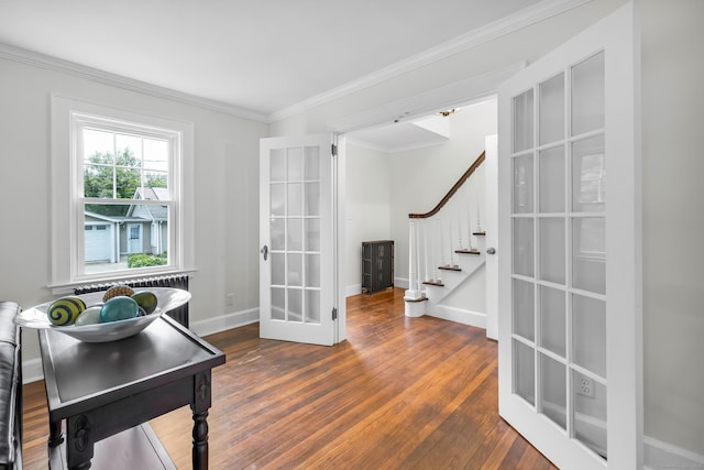 8 Wild Rose Pl, Waterford, CT 06385 - office featuring french doors, hardwood / wood-style flooring, baseboards, and ornamental molding