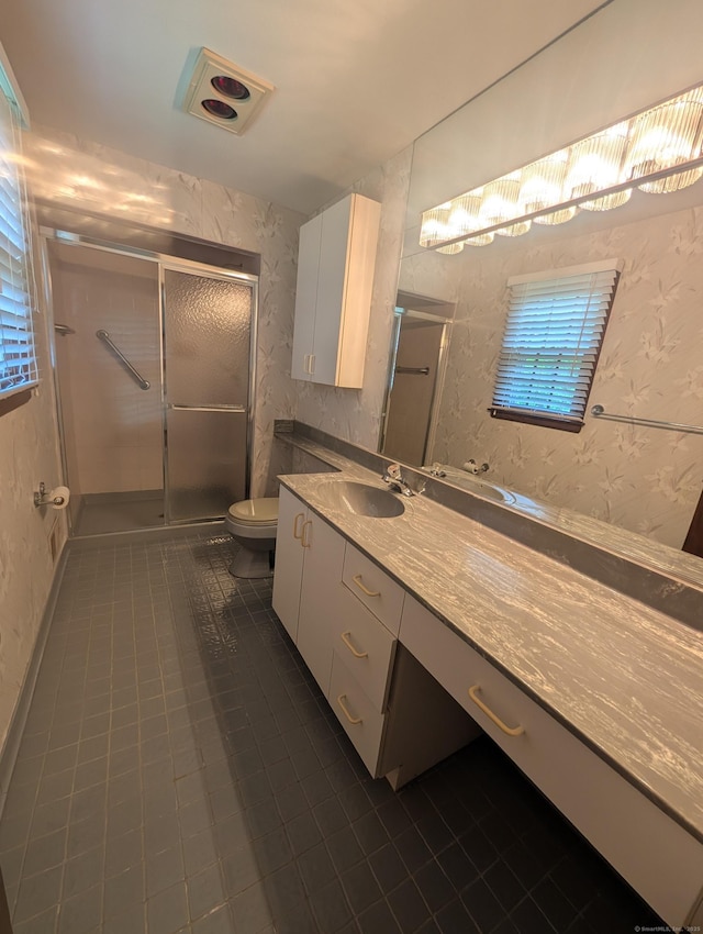 1060 Still Hill Rd, Hamden, CT 06518 - bathroom with vanity, a shower stall, and tile patterned flooring