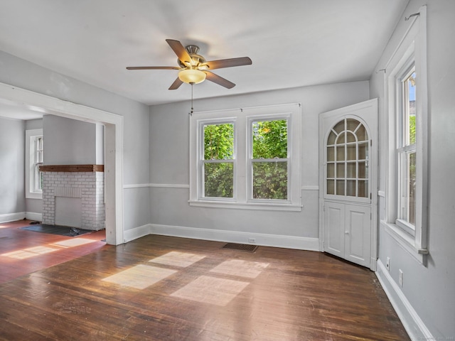 1 Raymond Ter, Norwalk, CT 06855 - unfurnished living room with wood finished floors and ceiling fan