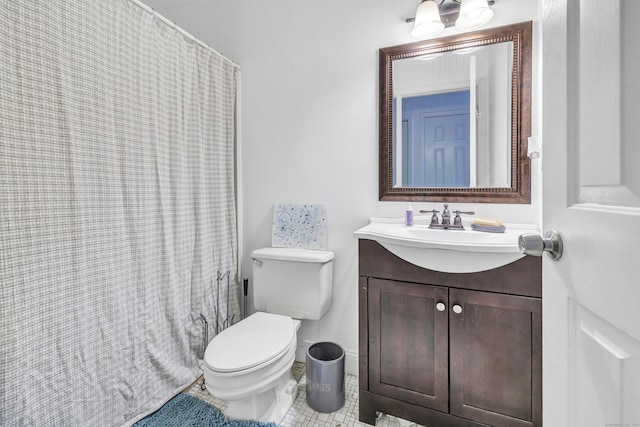 196 New Haven Ave Unit 322, Derby, CT 06418 - bathroom with vanity, toilet, tile patterned floors, and a shower with shower curtain