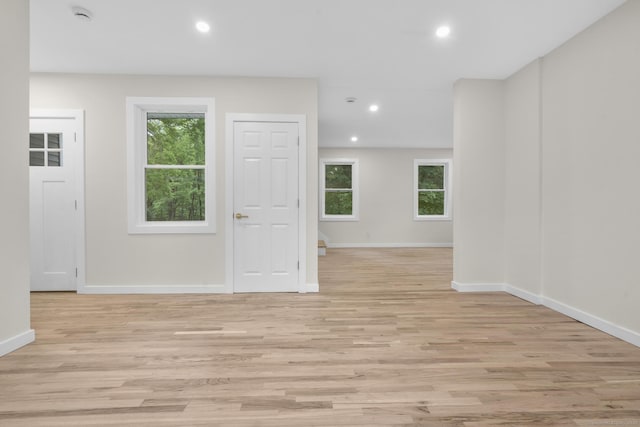123 Lower Rd, North Canaan, CT 06024 - empty room featuring light wood finished floors, a smoke detector, and recessed lighting