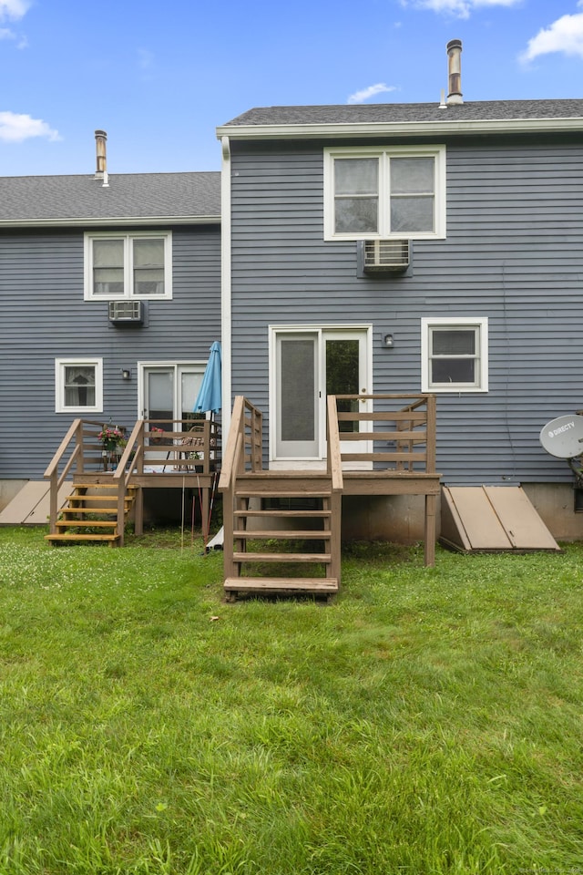 107 Greens Loop, Cheshire, CT 06410 - rear view of house with a deck and a yard