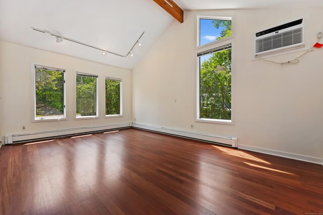 15 Grumman Ave, Norwalk, CT 06851 - spare room with healthy amount of natural light, track lighting, a wall unit AC, and a baseboard heating unit