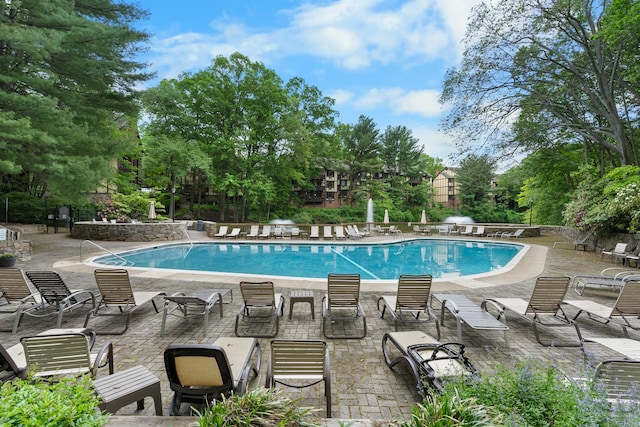 50 Aiken St Apt 463, Norwalk, CT 06851 - community pool with a patio and view of wooded area