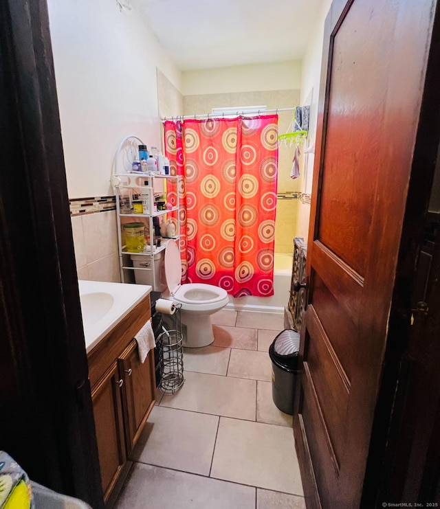 10 Burton St, Hartford, CT 06154 - bathroom with vanity, tile patterned floors, and shower / bath combination with curtain