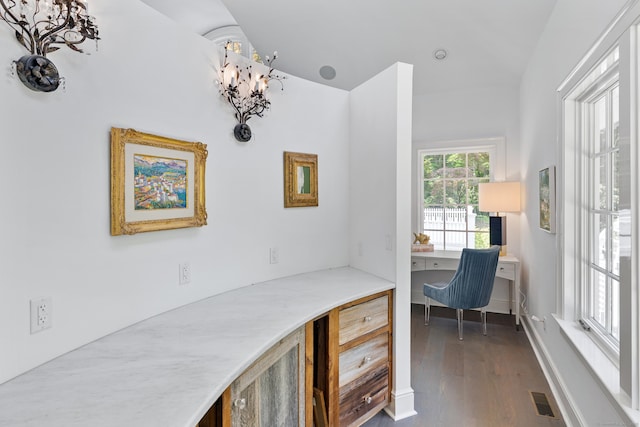 15 Mill Rd, New Canaan, CT 06840 - office space featuring dark wood-type flooring and a chandelier
