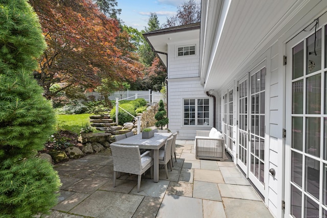 15 Mill Rd, New Canaan, CT 06840 - view of patio with outdoor dining space and french doors