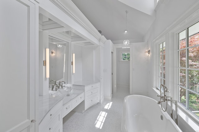 15 Mill Rd, New Canaan, CT 06840 - full bath with vanity, a freestanding tub, and baseboards