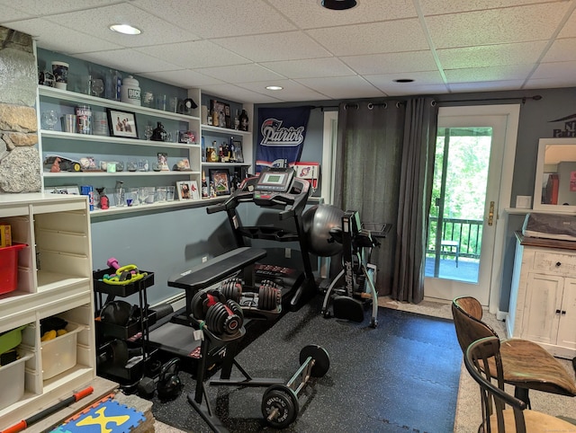 51 Isleib Rd, Marlborough, CT 06447 - exercise room featuring a paneled ceiling and built in features