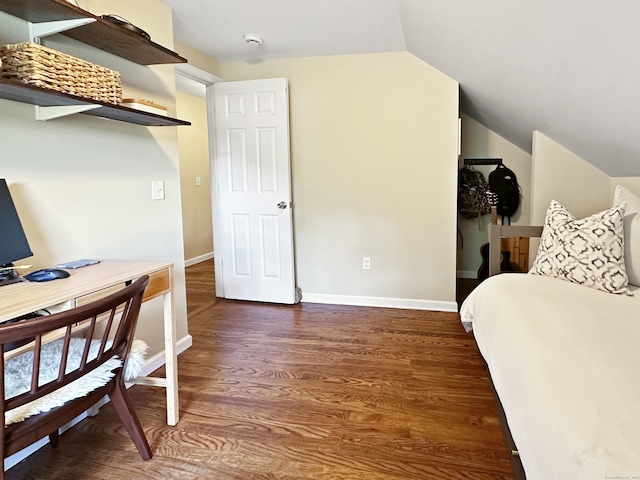 276 Boston Post Rd, East Lyme, CT 06333 - bedroom with wood finished floors, lofted ceiling, and baseboards