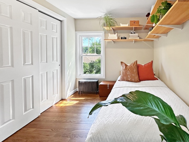 276 Boston Post Rd, East Lyme, CT 06333 - bedroom featuring radiator heating unit, wood finished floors, and baseboards