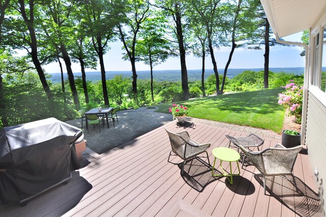 29 Montevideo Rd, Avon, CT 06001 - deck featuring outdoor dining space, a lawn, and a water view