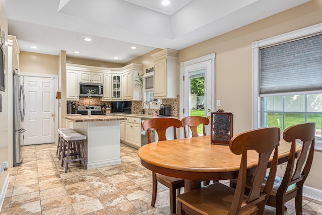 59 Woodbine Rd, Colchester, CT 06415 - dining space with recessed lighting, baseboards, and a tray ceiling