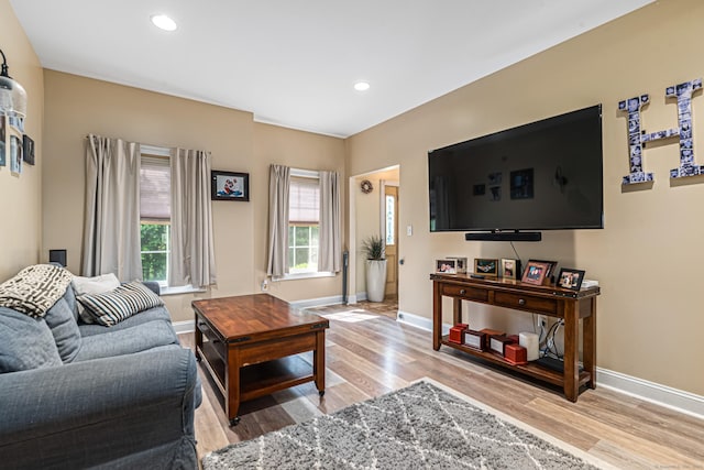 59 Woodbine Rd, Colchester, CT 06415 - living room with baseboards, light wood-style floors, and recessed lighting