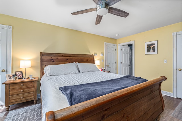 59 Woodbine Rd, Colchester, CT 06415 - bedroom with dark wood-type flooring, baseboards, and ceiling fan