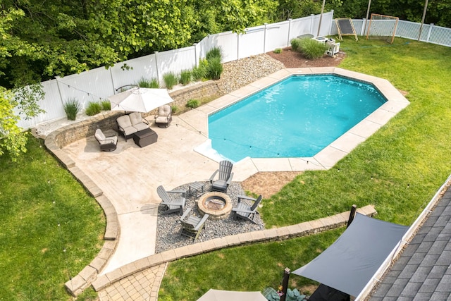 59 Woodbine Rd, Colchester, CT 06415 - view of swimming pool with a patio area and an outdoor living space with a fire pit
