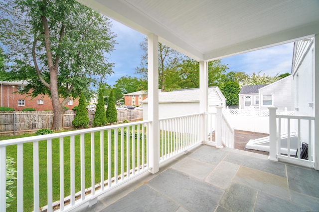 43 Breyer Ave, Bridgeport, CT 06606 - view of patio / terrace featuring a residential view and an outdoor structure