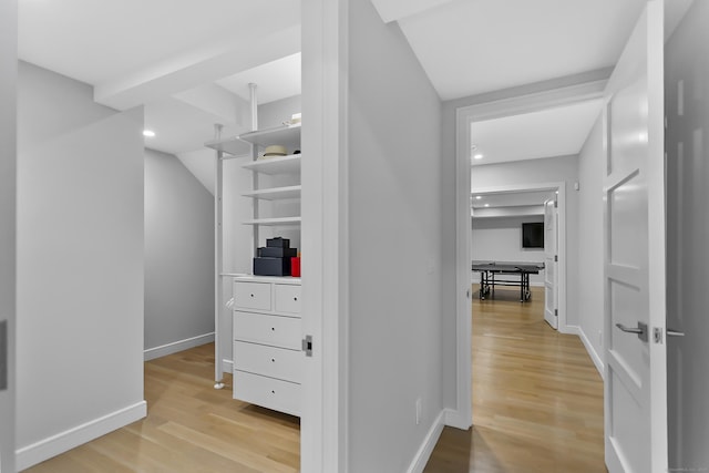 326 Georgetown Rd, Weston, CT 06883 - hall with light wood-style flooring, baseboards, and recessed lighting