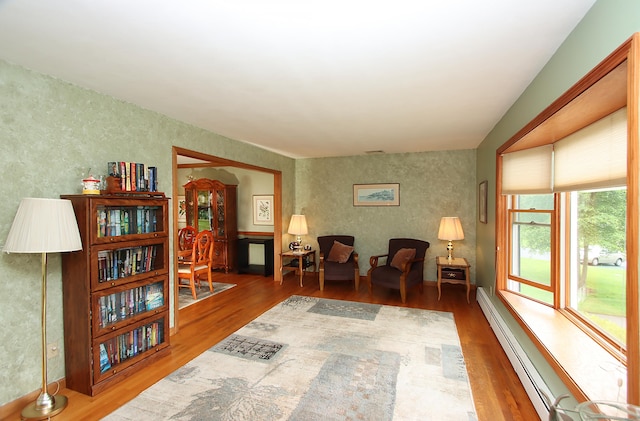 43 Redwood Cir, Shelton, CT 06484 - sitting room featuring wood finished floors and baseboard heating
