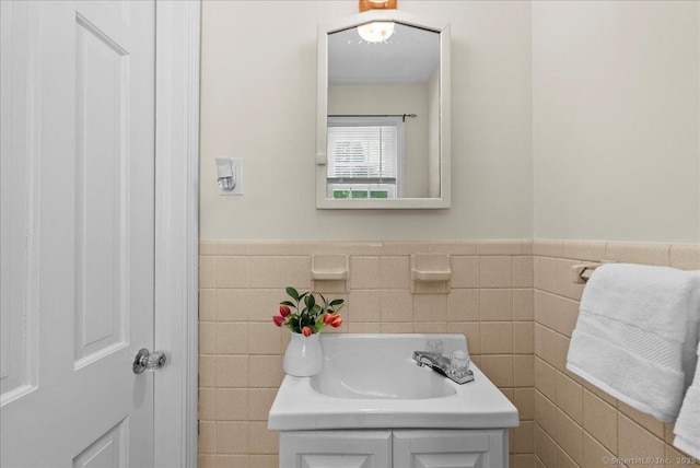 18 Hillcrest Rd, Manchester, CT 06040 - bathroom with tile walls, vanity, and wainscoting