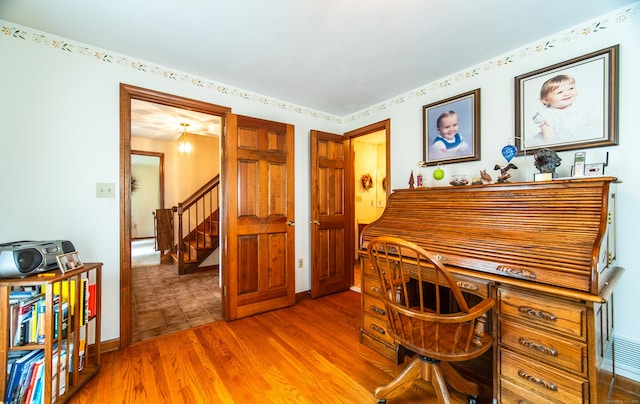 258 New Cheshire Rd, Wallingford, CT 06492 - office area featuring light wood-style floors and baseboards
