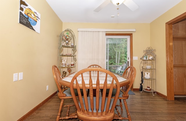 44 Richard Ave, Wolcott, CT 06716 - dining area featuring dark wood-style flooring and ceiling fan