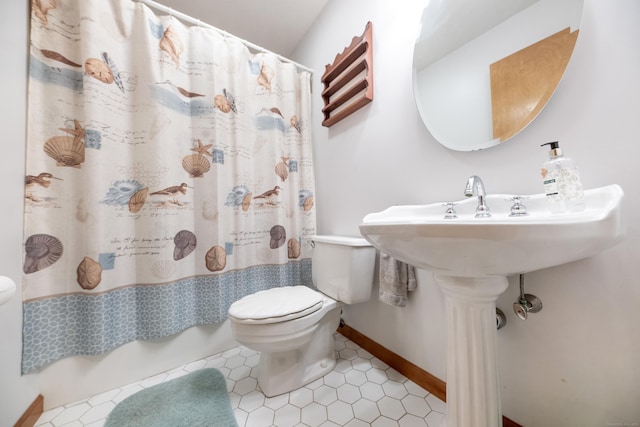 44 Richard Ave, Wolcott, CT 06716 - bathroom with shower / bath combo with shower curtain and tile patterned floors