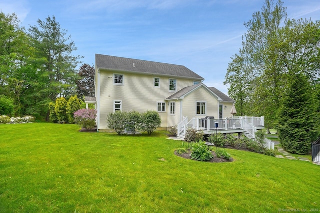 8 Meadowview Dr, Brookfield, CT 06804 - back of house featuring a wooden deck, a yard, and stairway