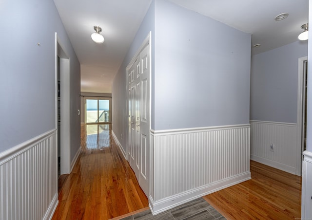 2 Mansfield Grove Rd Apt 374, East Haven, CT 06512 - hall with wood finished floors and a wainscoted wall