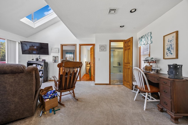 134 Mansfield Grove Rd, East Haven, CT 06512 - carpeted office space featuring a skylight and vaulted ceiling