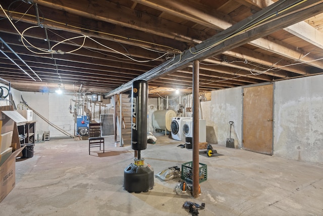 64 Obed Hts, Old Saybrook, CT 06475 - unfinished basement featuring washing machine and dryer and heating fuel