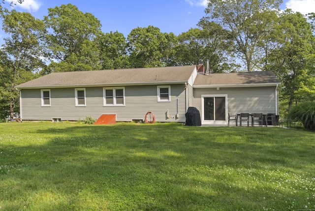 64 Obed Hts, Old Saybrook, CT 06475 - back of property featuring a lawn and central AC unit