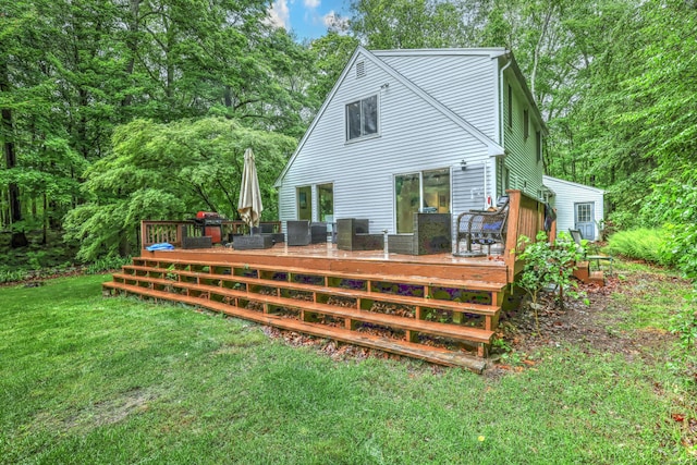 225 Rocky Mountain Rd, Southbury, CT 06488 - rear view of house featuring a lawn and a wooden deck